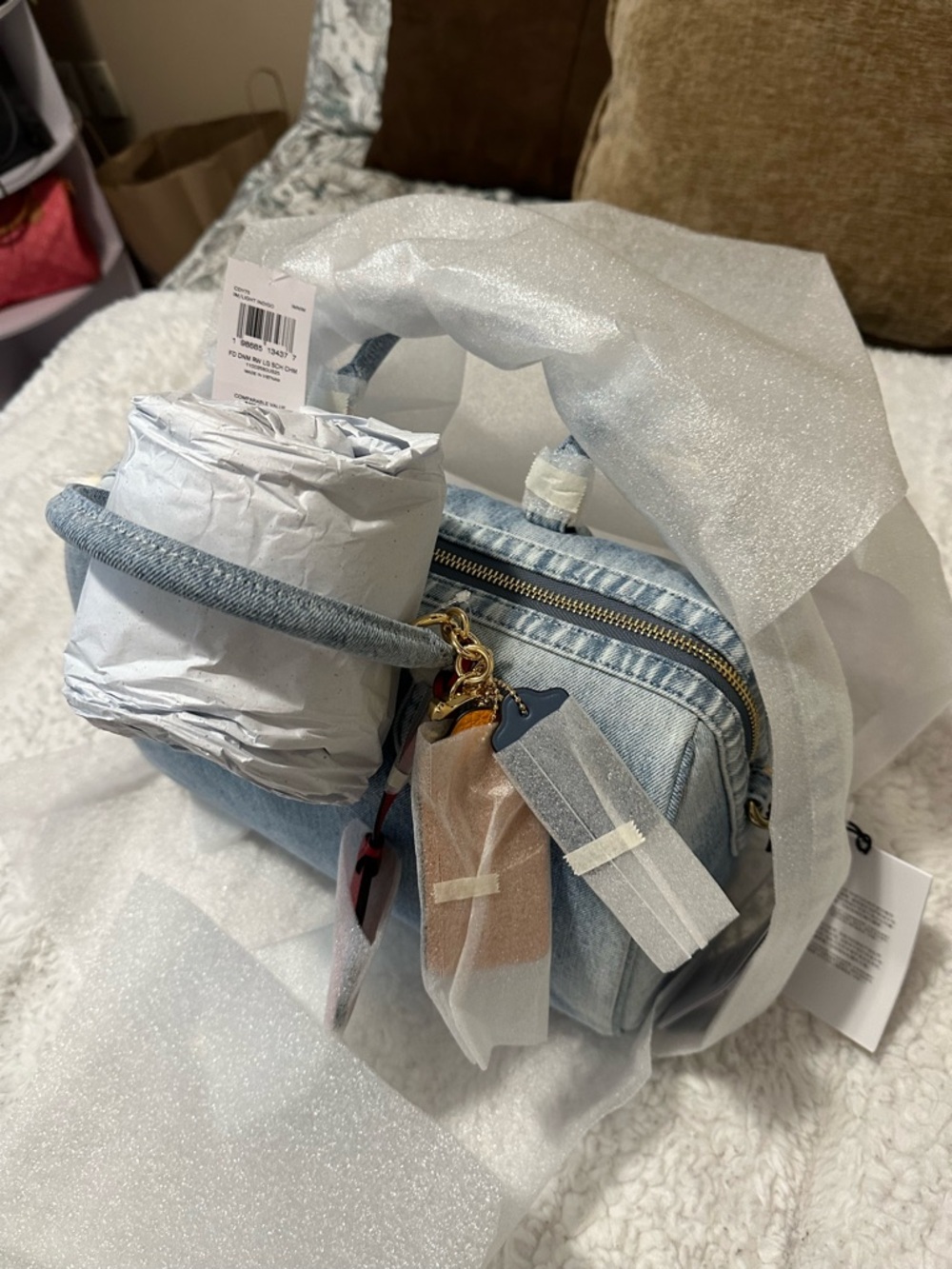 Coach Light Blue Denim Mini Satchel with Heart Charm - Picture 6 of 7